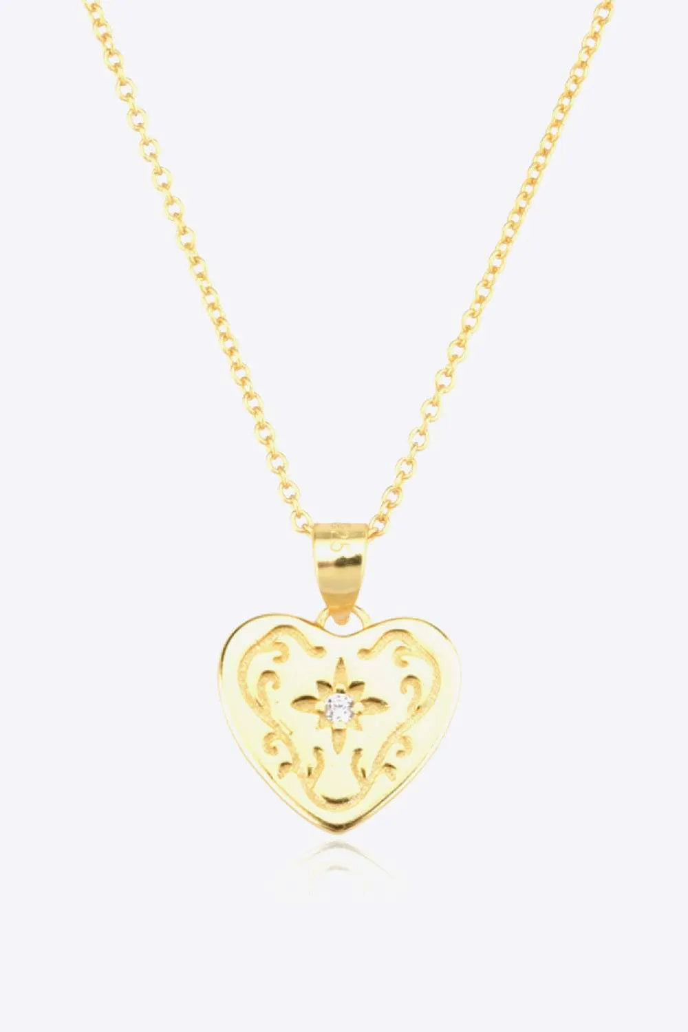 Heart Pendant 925 Sterling Silver Necklace Gold One Size Necklaces - Tophatter Daily Deals