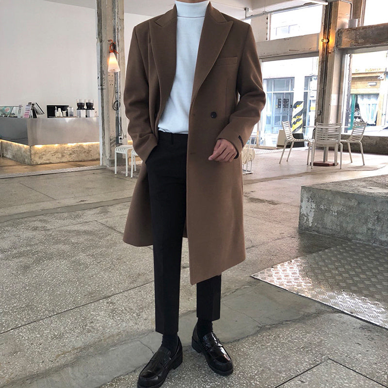 Warm Men's Mid-Length Coat - Tailored Notch, Wool, City 3D Changing Face Moving Picture Frame - Tophatter Daily Deals