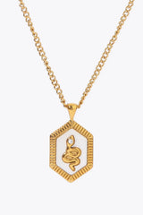 18K Gold Plated Snake Geometric Pendant Necklace White Gold One Size Necklaces - Tophatter Daily Deals