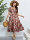 Plus Size Floral Smocked Square Neck Dress Floral Casual Dresses - Tophatter Daily Deals