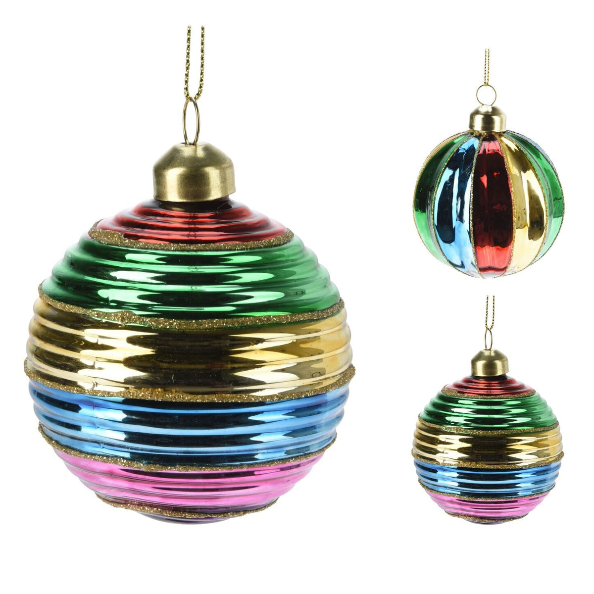 Multicoloured Rainbow Christmas Bauble | Christmas Tree Hanging Ornament - 8cm Baubles - Tophatter Daily Deals