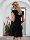 Ruffled Round Neck Cap Sleeve Mini Dress Casual Dresses - Tophatter Daily Deals