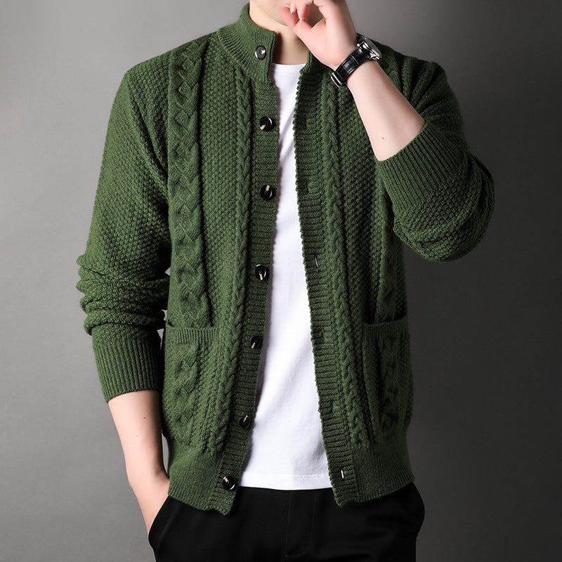 Warm Cozy Men's Cardigan - Single-Breasted Jacquard Knit 3D Changing Face Moving Picture Frame - Tophatter Daily Deals