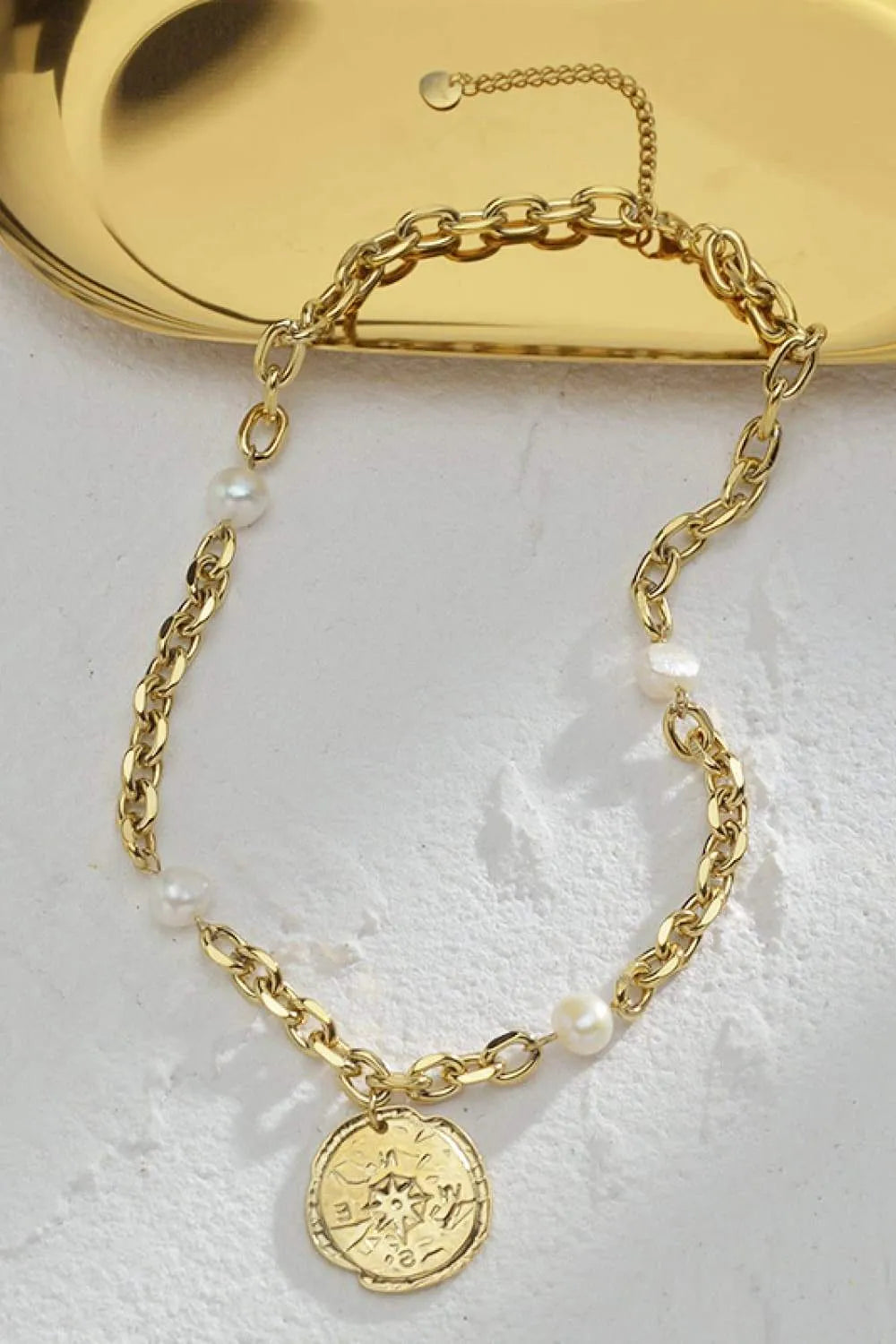 Tag Pendant Pearl Stainless Steel Necklace Necklaces - Tophatter Daily Deals