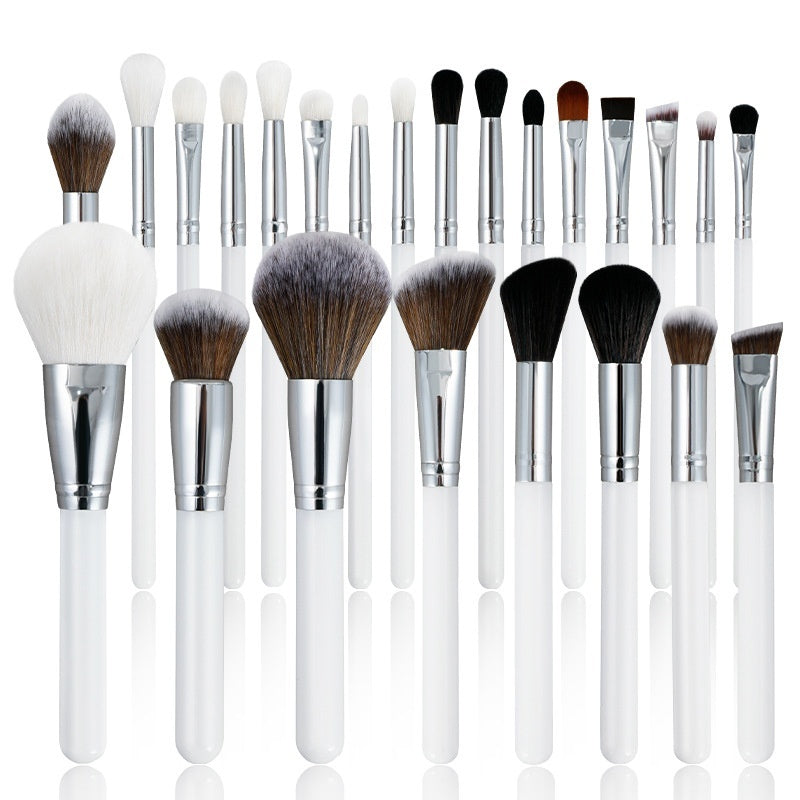 30 PCs Makeup Brush Set Soft Hair Eye Shadow Blush Face Powder Full Set 24 White Handles 0 - Tophatter Daily Deals