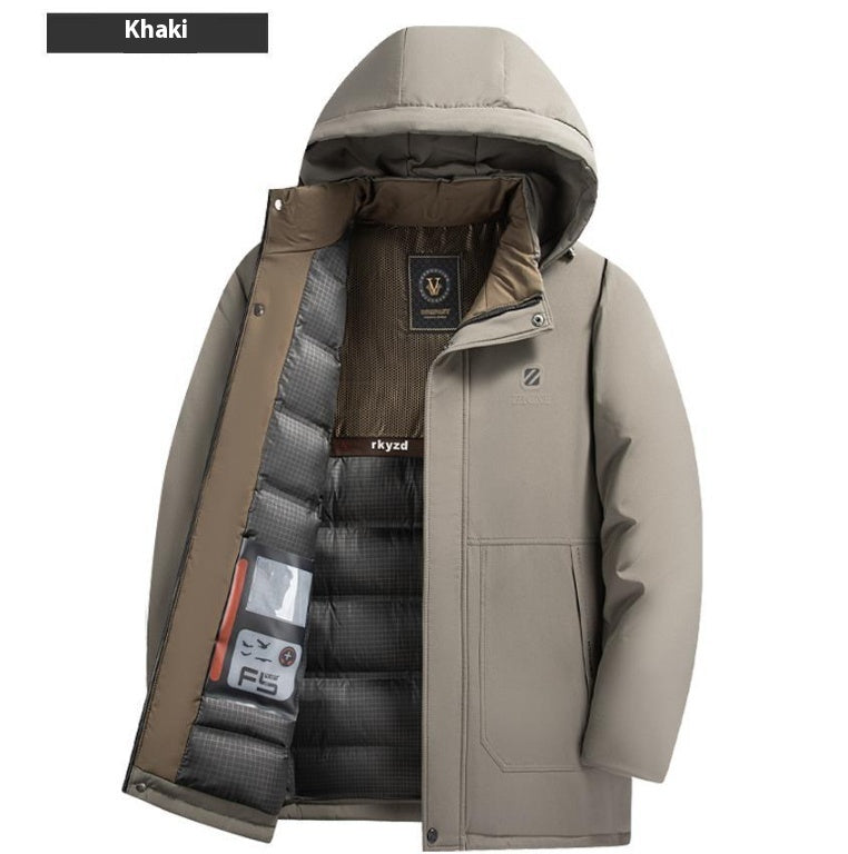 Insulating Men’s Down Parka - Hooded Corduroy, Winter Ready 3D Changing Face Moving Picture Frame - Tophatter Daily Deals