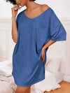 Pocketed V-Neck Short Sleeve Tee Dress Casual Dresses - Tophatter Daily Deals