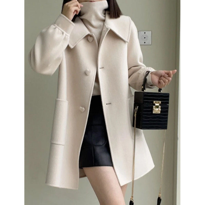 Warm Classic Women’s Wool Coat - Slim A Line, Wool For Fall Beige 3D Changing Face Moving Picture Frame - Tophatter Daily Deals