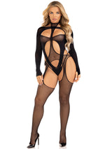 2 Pc Fishnet Suspender Bodystocking and Layered Opaque Teddy (Black) – Lingerie Set > Clothes > Bodies and Playsuits - Tophatter Daily Deals
