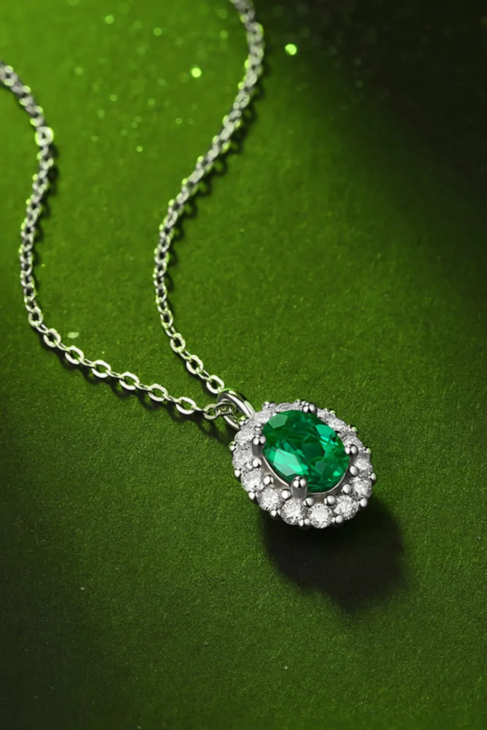 1.5 Carat Lab-Grown Emerald 925 Sterling Silver Necklace Necklaces - Tophatter Daily Deals