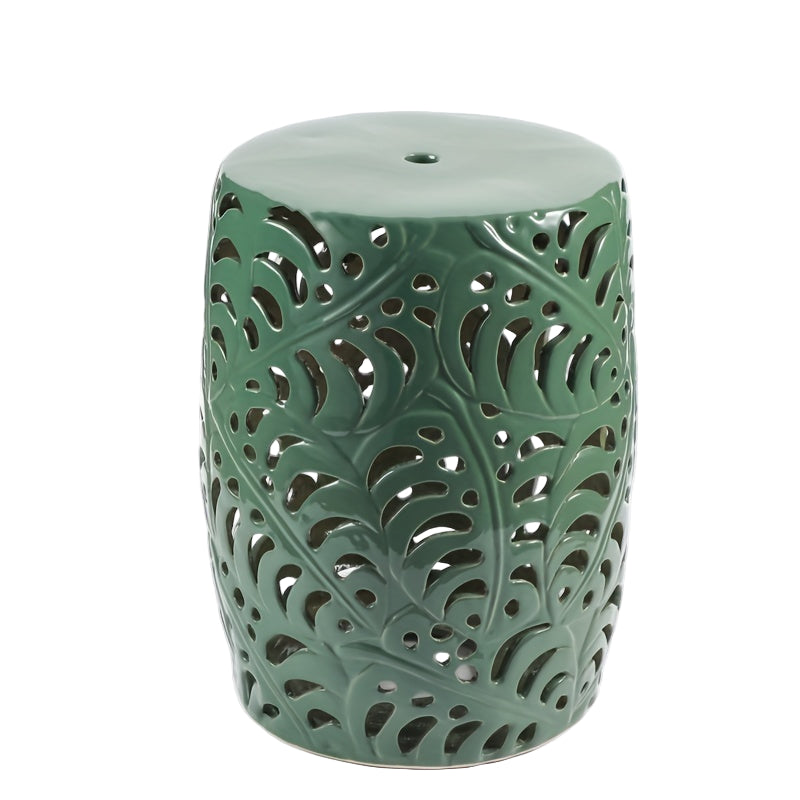 Ceramic Drum Stool Emerald Green Leaf Folding Chairs & Stools - Tophatter Daily Deals