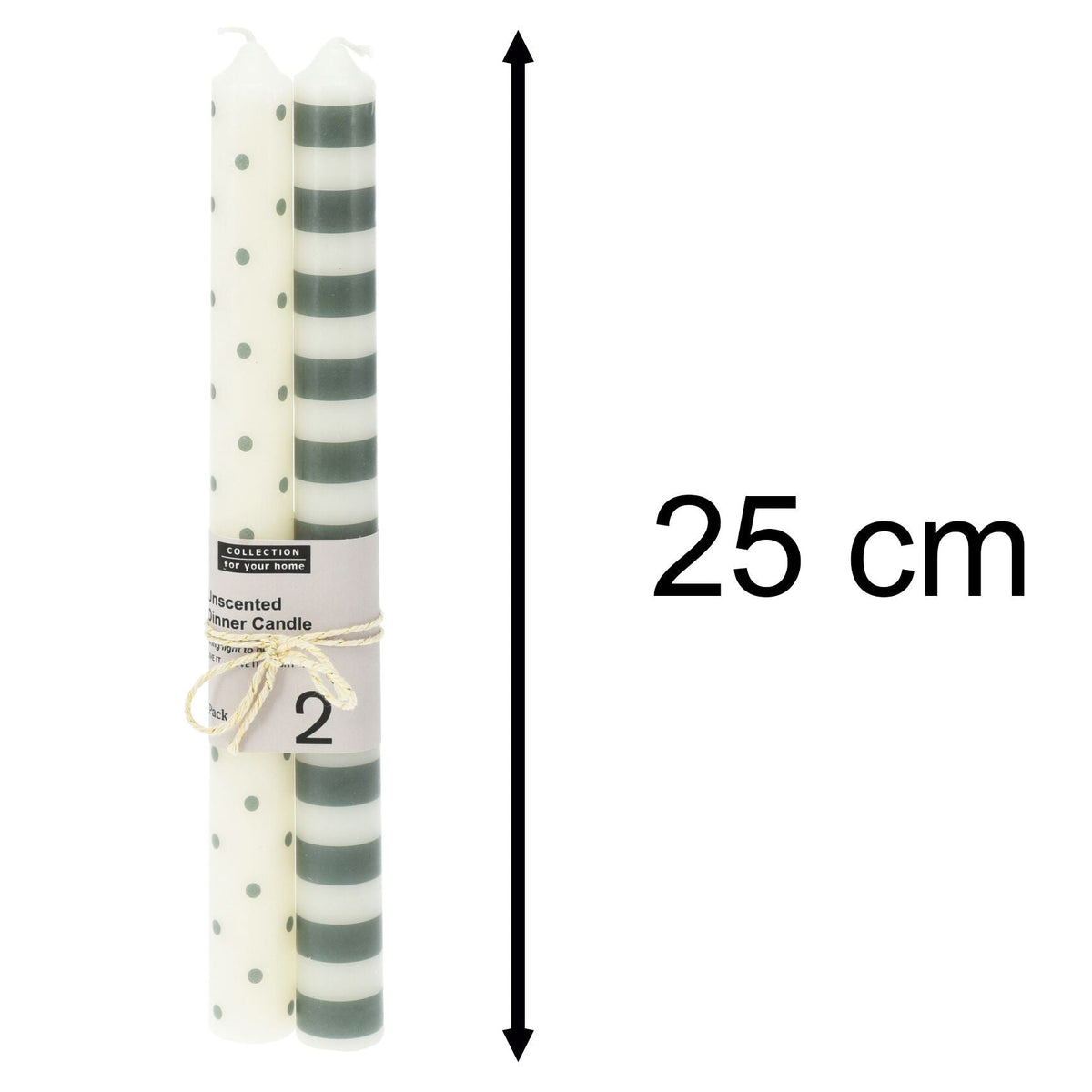 Pair of Unscented Christmas Candles | Set of 2 Tapered Dinner Candles - 25cm Candle - Tophatter Daily Deals