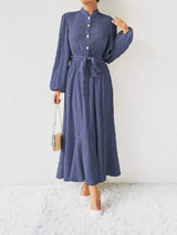 Tie Waist Long Sleeve Dress Casual Dresses - Tophatter Daily Deals