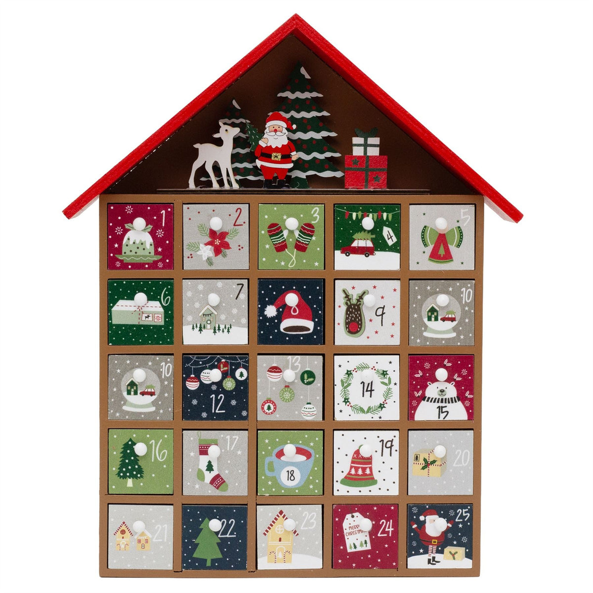 Red House Christmas Advent Calendar | Wooden Fill Your Own Advent Calendar Advent Calendar - Tophatter Daily Deals