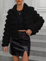 Autumn And Winter Imitation Fur Coat Short Women Black 0 - Tophatter Daily Deals