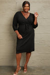 Culture Code Full Size Surplice Flare Ruching Dress Black Casual Dresses - Tophatter Daily Deals