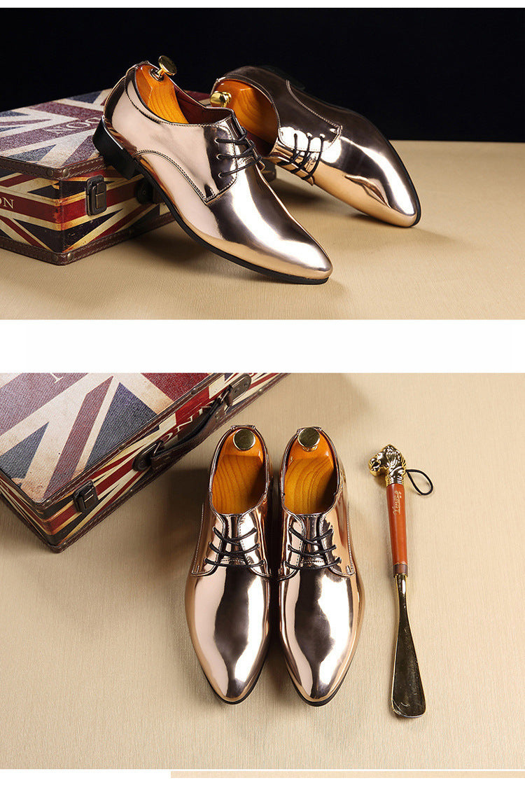 British Pointed Leather Shoes Men's Fashion Bright Leather Men's Shoes Foreign Trade Leather Shoes Amazon Wish LAZADA 0 - Tophatter Daily Deals