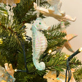 Pale Blue Seahorse Christmas Bauble | Resin Sea Creature Tree Ornament - 9cm Baubles - Tophatter Daily Deals