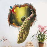 3d Peacock Forest Broken Wall Bedroom TV Backdrop Wall Decorative Removable Wall Sticker 0 - Tophatter Daily Deals