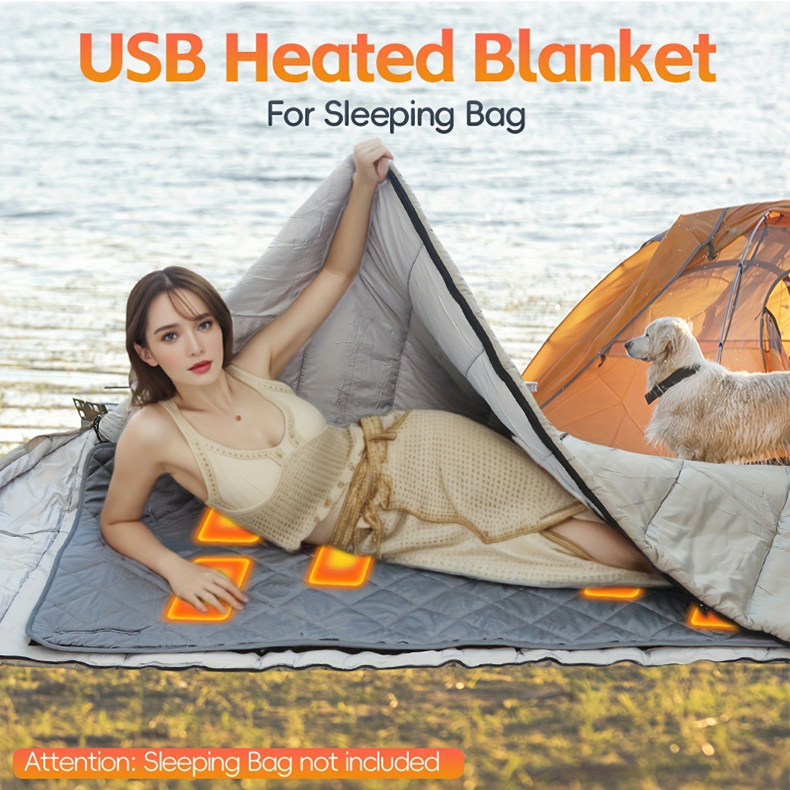 USB Heated Sleeping Bag Pad 5-Level Adjustable Outdoor Recreation > Camping > Sleeping Bags - Tophatter Daily Deals