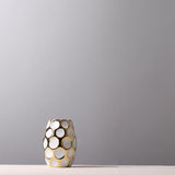 Beautiful Ceramic Gold aqua polka dots Pineapple Vase White trumpet 0 - Tophatter Daily Deals