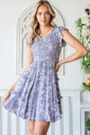 Reborn J Floral Ruffle Trim Smocked Mini Dress Lavender Casual Dresses - Tophatter Daily Deals