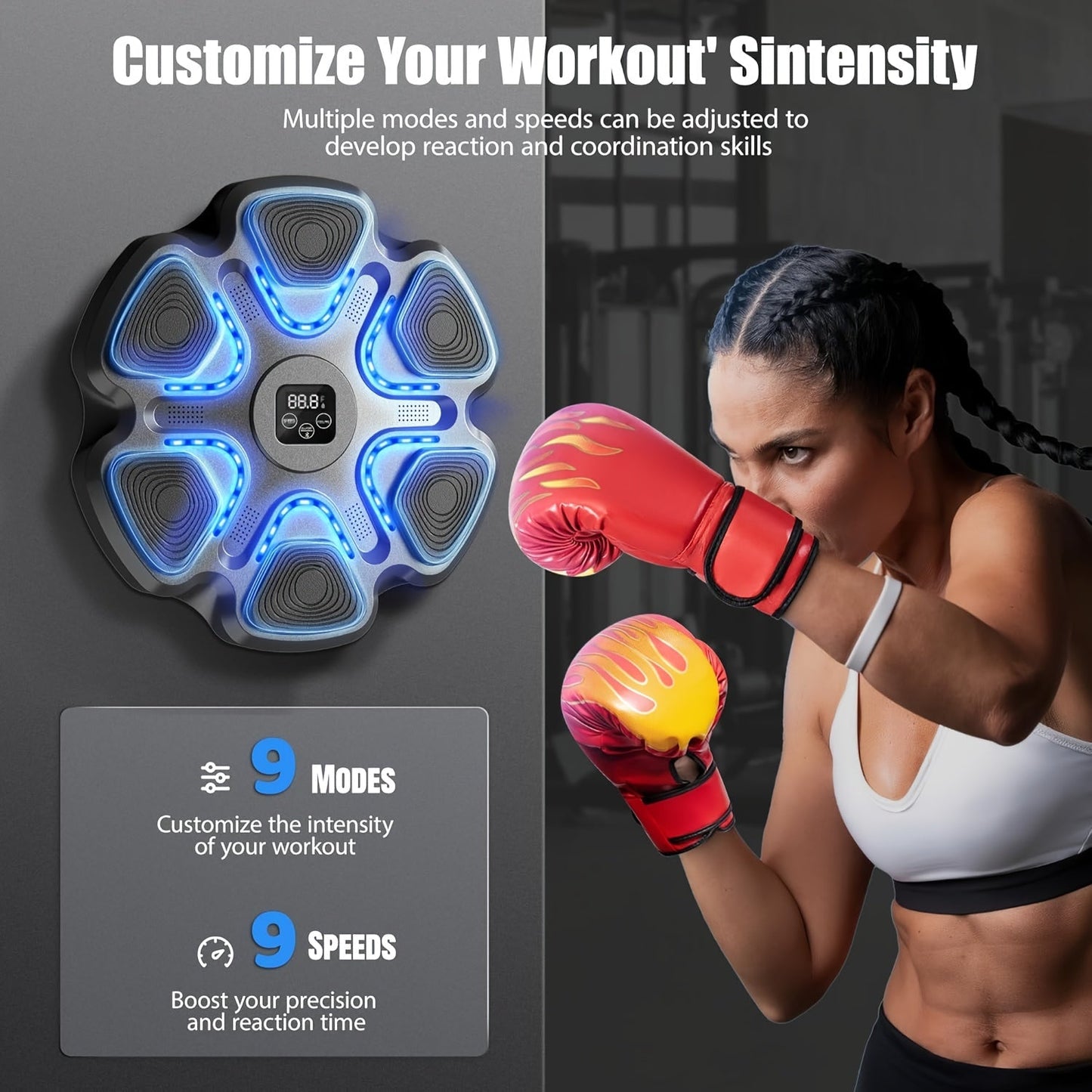 Wall Mounted Music Boxing Machine Full Kit Punching & Training Bags - Tophatter Daily Deals
