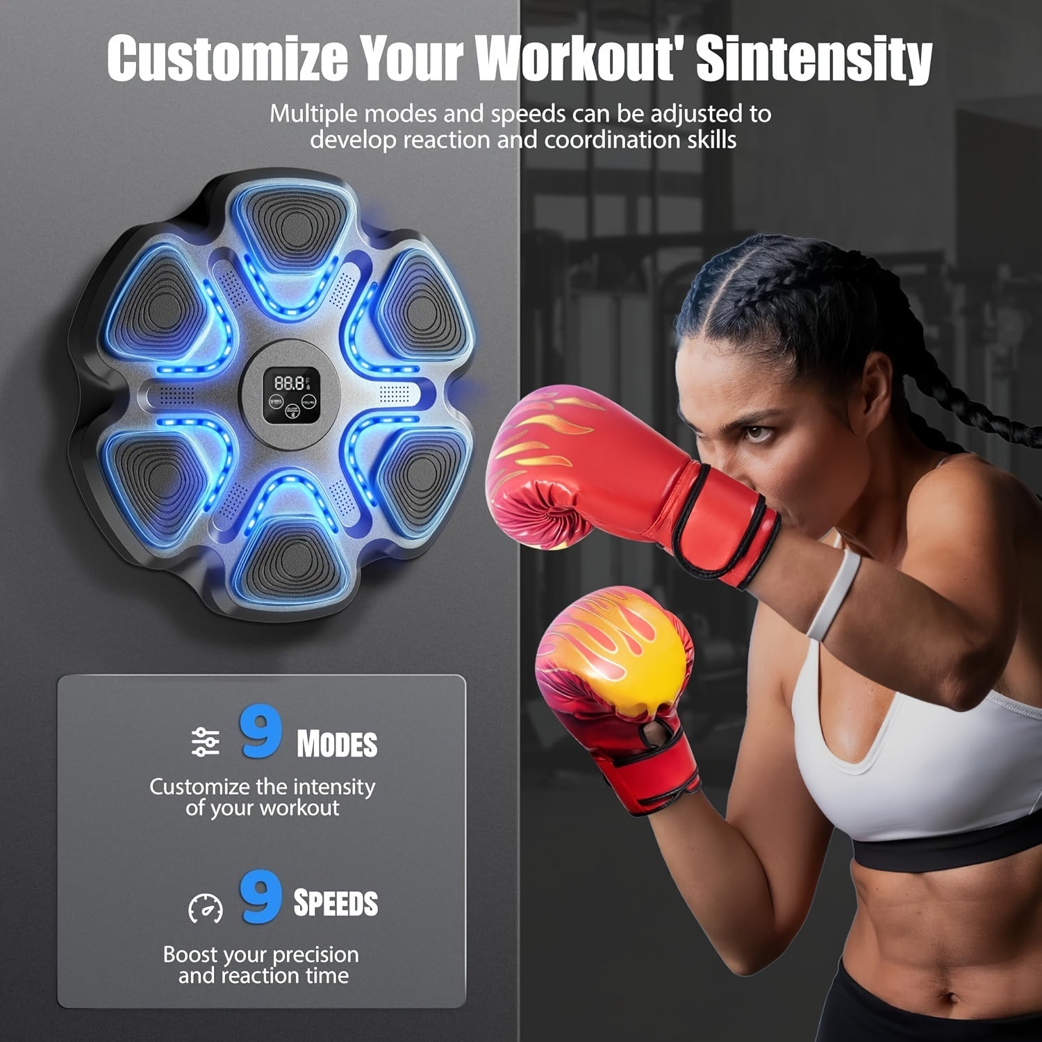 Wall Mounted Music Boxing Machine Full Kit Punching & Training Bags - Tophatter Daily Deals