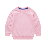 Boys Korean Round Neck Solid Color Loose Long Sleeve Pullover Pink 7 - Tophatter Daily Deals