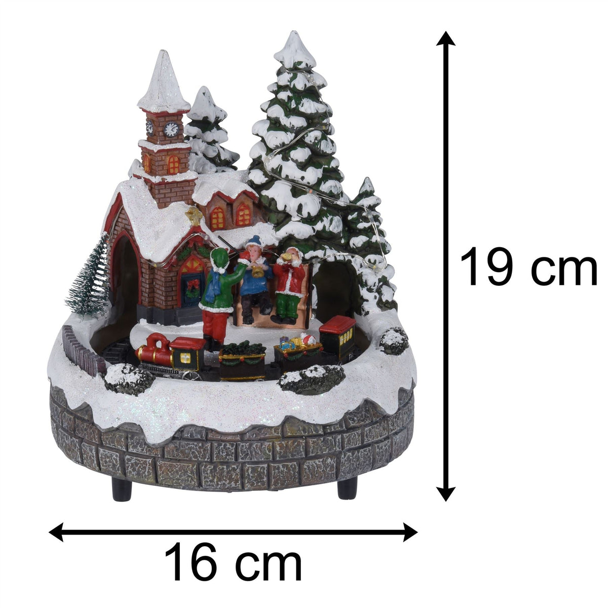 Illuminated Musical Moving Christmas Ornament | Alpine Scene With Moving Train Light Up LED Xmas Decoration | Design Varies One Supplied Model Village - Tophatter Daily Deals