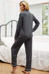 Contrast Piping Button Down Top and Pants Loungewear Set Loungewear Sets - Tophatter Daily Deals