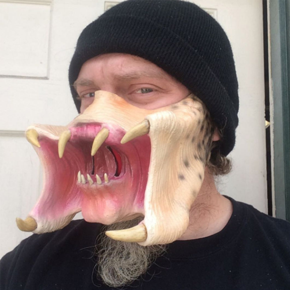 Latex Horror Mask Cannibal Mouth Cosplay Halloween 2025 3D Changing Face Moving Picture Frame - Tophatter Daily Deals