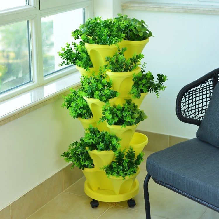 Balcony 6-layer Three-dimensional Basin Combination Plastic Flowerpot 0 - Tophatter Daily Deals