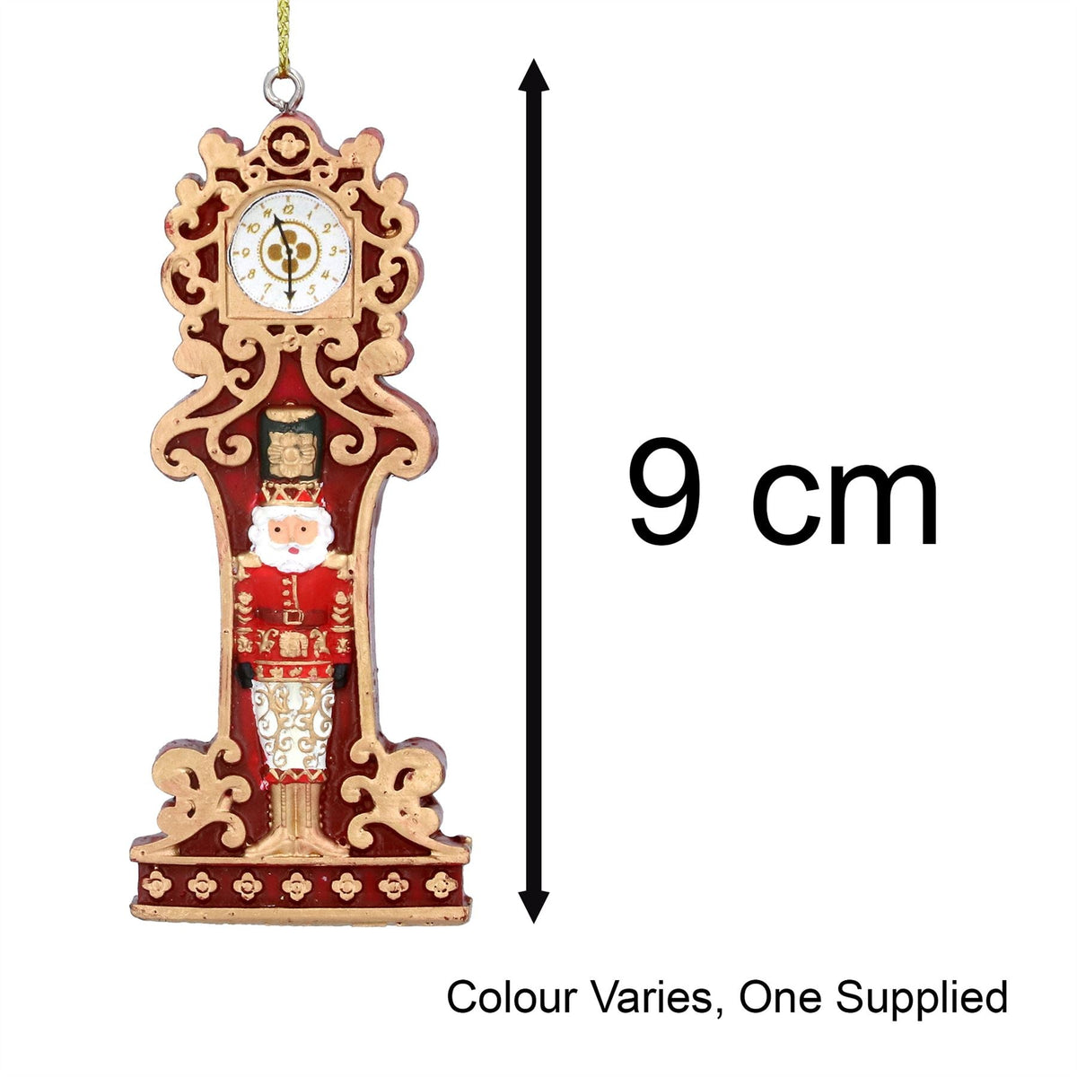Clock with Nutcracker Christmas Bauble | Resin Christmas Tree Ornament - 9cm Baubles - Tophatter Daily Deals