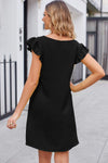 Ruffled V-Neck Flutter Sleeve Dress Casual Dresses - Tophatter Daily Deals