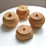 Autumn Rattan Woven Round Coffee Table Sundries Remote Control 0 - Tophatter Daily Deals