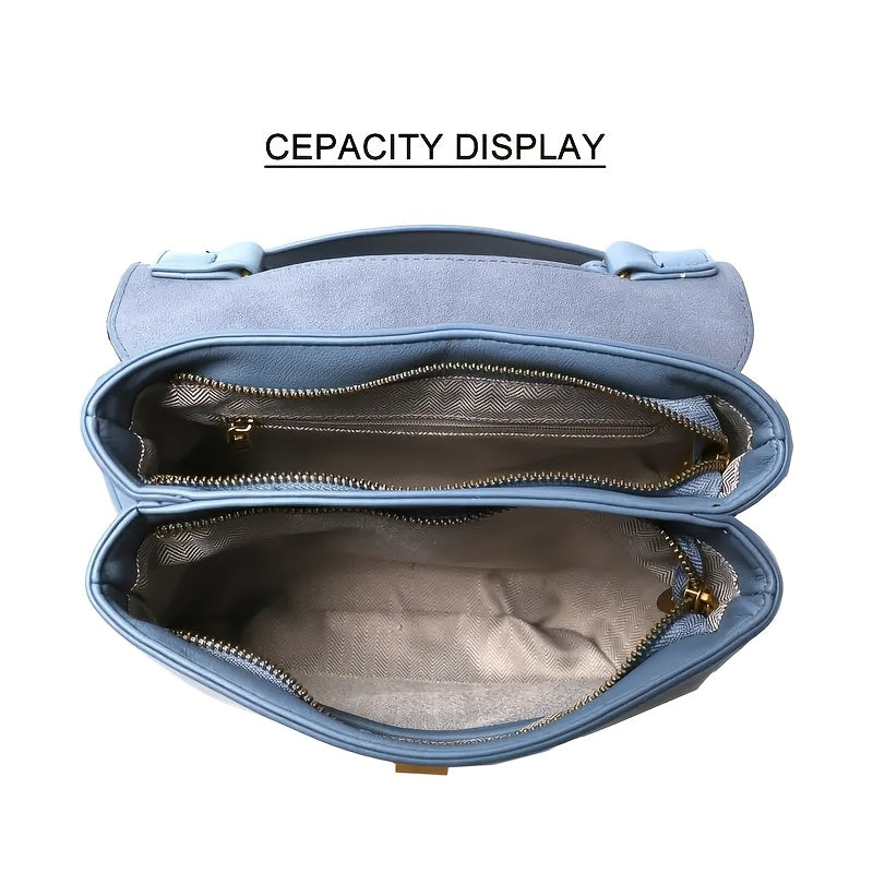 Top Handle Flap Handbag with Gold Clasp and Crossbody Strap Handbags & Wallets - Tophatter Daily Deals