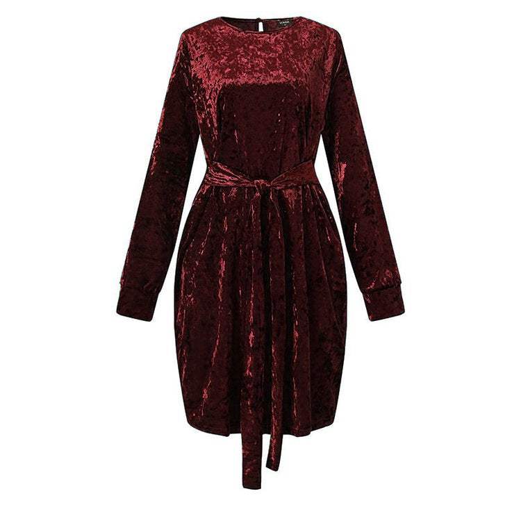 Tied Round Neck Long Sleeve Dress Cocktail Dresses - Tophatter Daily Deals