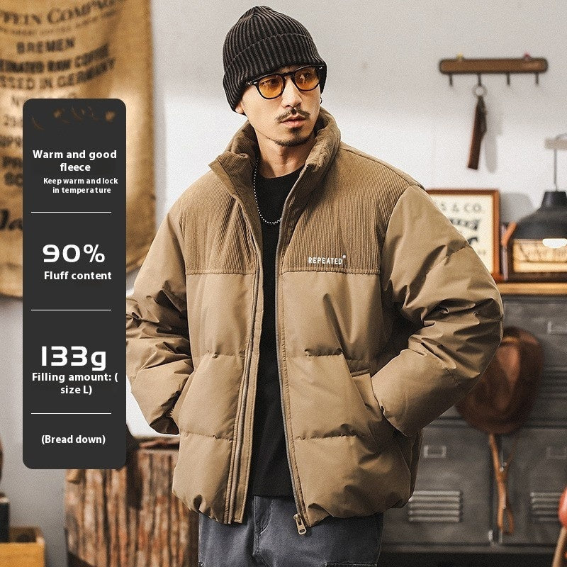Insulating Mens Puffer Jacket - Corduroy Yoke, Duck Down 3D Changing Face Moving Picture Frame - Tophatter Daily Deals