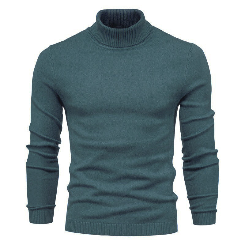 Soft Men's Turtleneck Sweater - Slim Fit Viscose Winter Denim Blue 3D Changing Face Moving Picture Frame - Tophatter Daily Deals