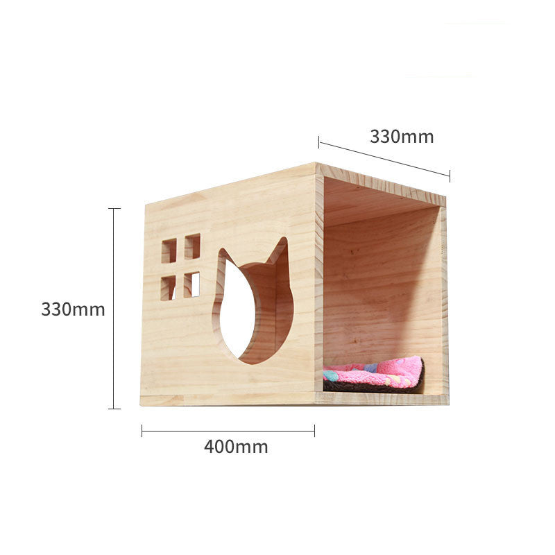 Pet Cat Climbing Frame Wall Type Solid Wood Wall Hanging Platform Ladder Pets Accessories Cat litter Pet Supplies - Tophatter Daily Deals