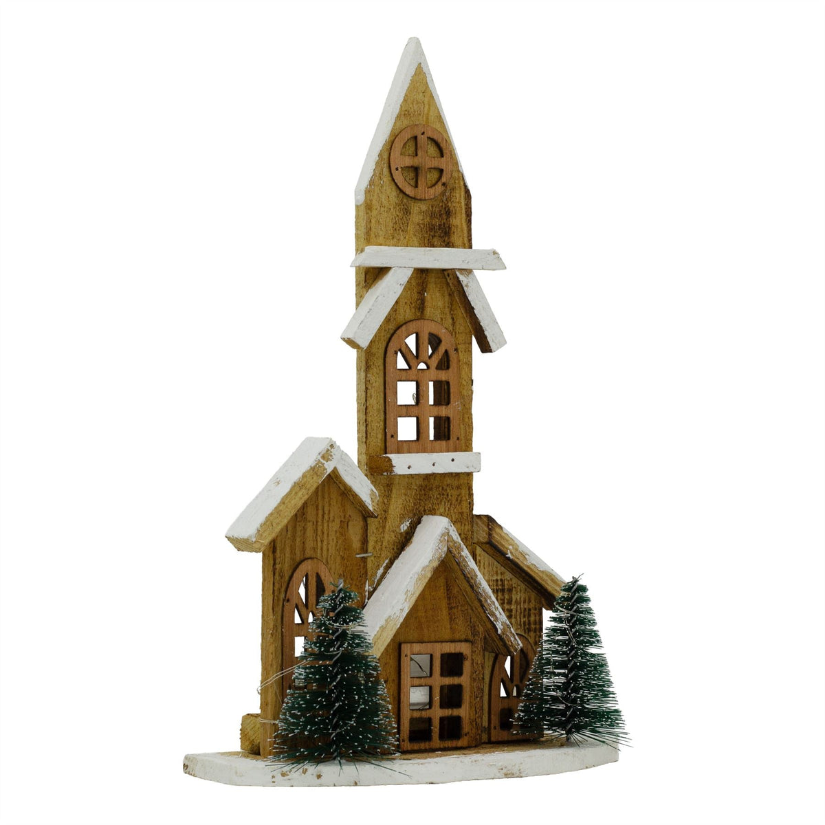 LED Wooden Christmas House with Trees | Light-Up Nordic House Ornament LED Light - Tophatter Daily Deals