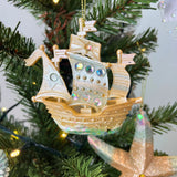 Pirate Ship Christmas Bauble | Nautical Ship Christmas Tree Ornament - 8cm Baubles - Tophatter Daily Deals