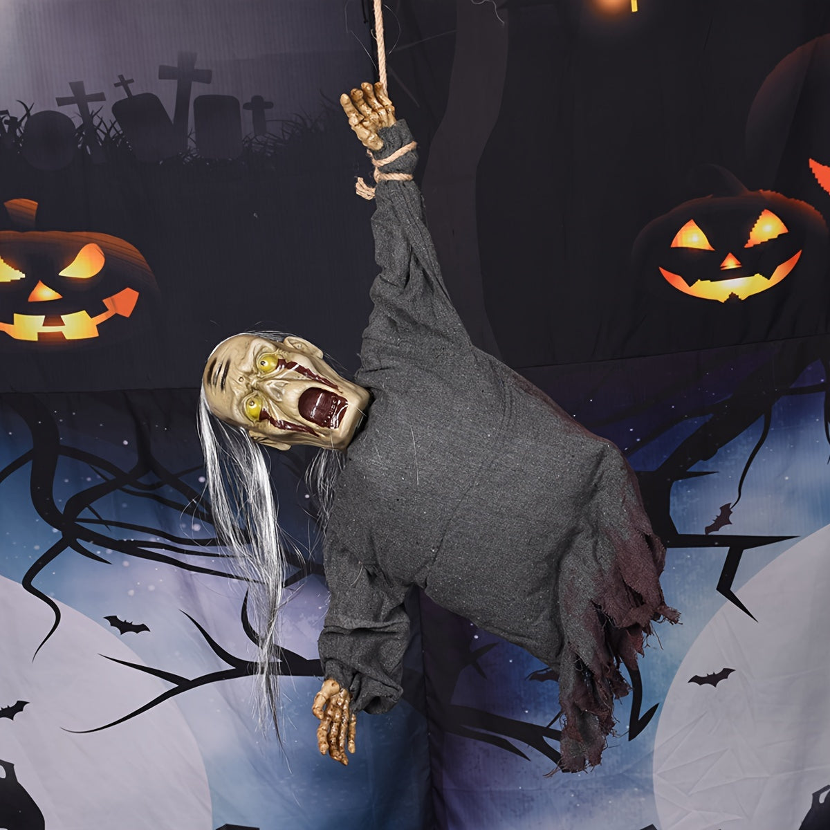 Halloween Hanging Skull Decoration LED with Sound Halloween - Tophatter Daily Deals