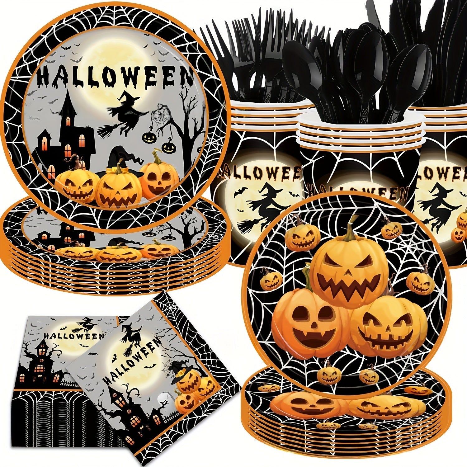 Halloween Party Dinnerware Set (140pcs) - Tophatter Daily Deals