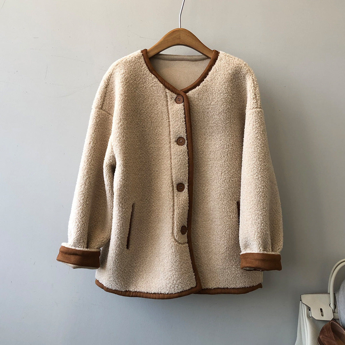 Warm Cozy Women's Fleece Coat - Boxy, Polyester, Winter Mocha 3D Changing Face Moving Picture Frame - Tophatter Daily Deals