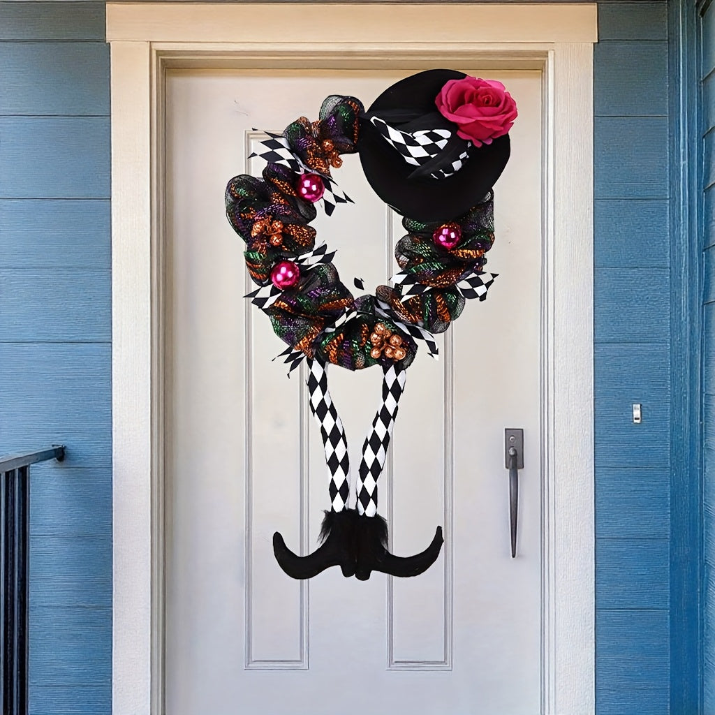 Halloween Witch Wreath with Hat and Legs Halloween - Tophatter Daily Deals