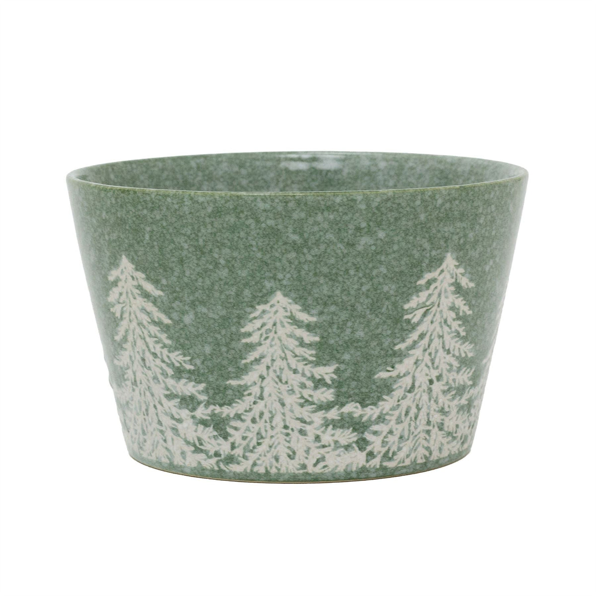Green Embossed Christmas Tree Bowl | Festive Reactive Glaze Stoneware Bowl Bowl - Tophatter Daily Deals