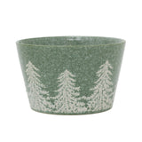 Green Embossed Christmas Tree Bowl | Festive Reactive Glaze Stoneware Bowl Bowl - Tophatter Daily Deals