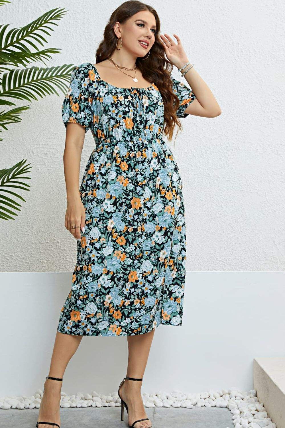 Floral Split Short Sleeve Dress Floral Casual Dresses - Tophatter Daily Deals